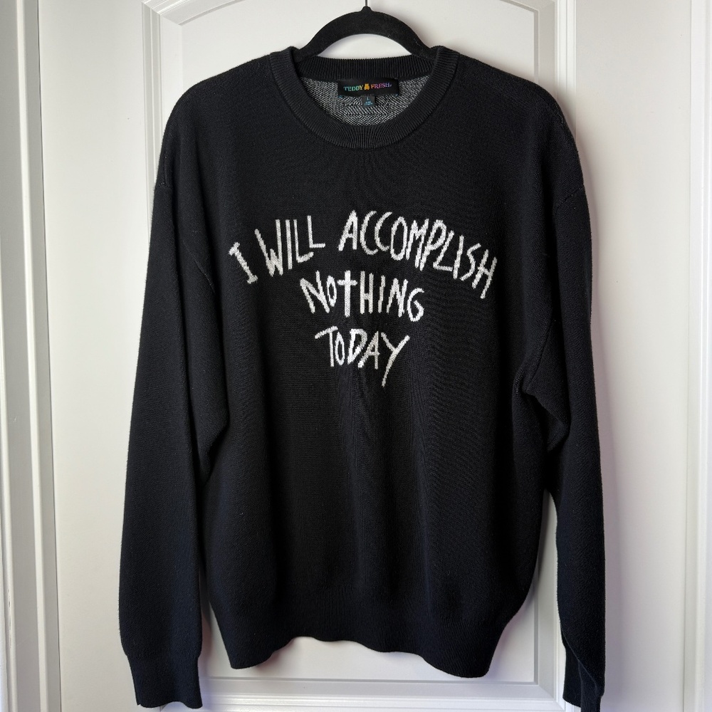 Teddy Fresh - I Will Accomplish Nothing Today Knit Sweater XL